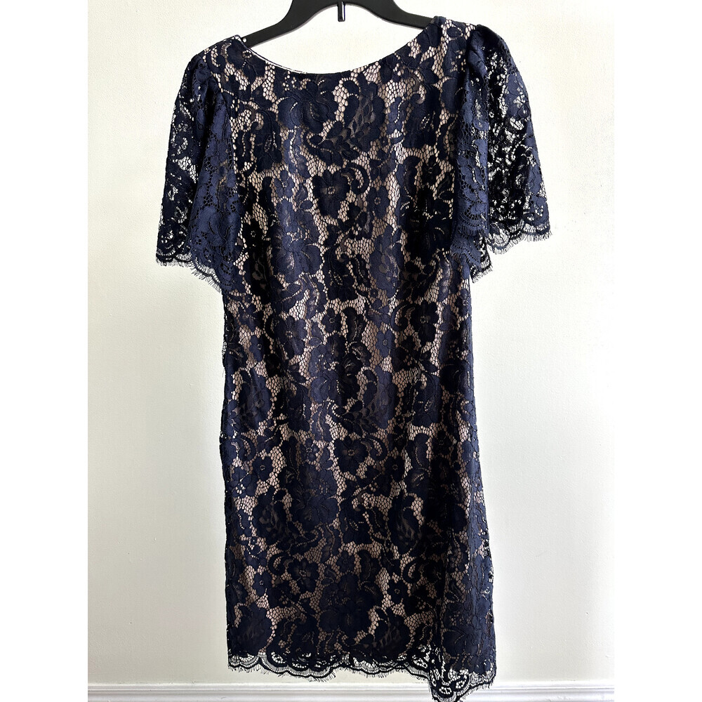 Jessica Howard Women's Missy Short Sleeve Lace Dress In Navy Size 8 $140